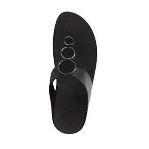 NWOB FitFlop Halo Bead-Circle Leather Toe-Post Sandals Black Size 11